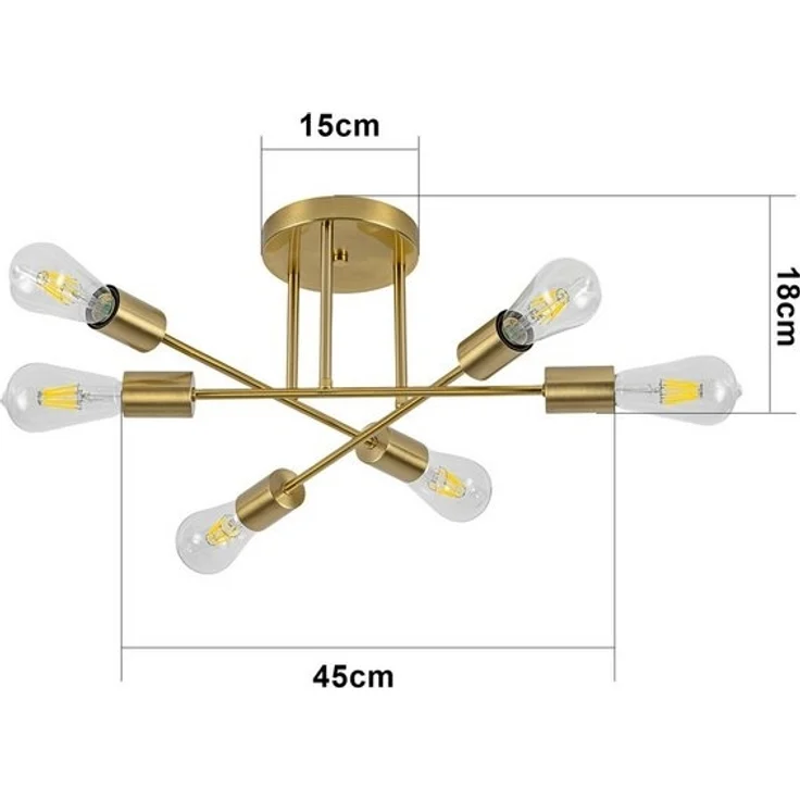 Nettlife Deckenleuchten Wohnzimmer 6 Flammig Schwarz/Weiß/Gold E27 Deckenlampe Vintage, LED wechselbar, Schlafzimmer Flur Balkon Küche – Bild 4