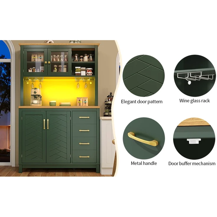 TavilaEcon Küchenbuffet Seitenboard, Aufbewahrungsschrank, Küchenschrank grün 180 × 40 × 105,5 cm (H × T × B) – Bild 8