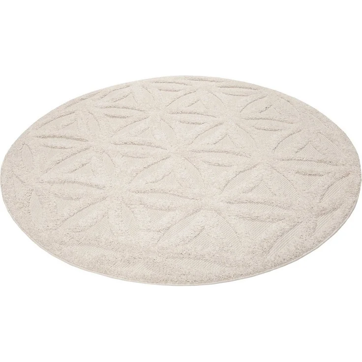 Esprit Outdoorteppich Shake, ESP54232, rund, Höhe: 2 mm, Hoch-Tief-Effekt, Blume des Lebens - Motiv, uni, robust, Terrasse – Bild 1