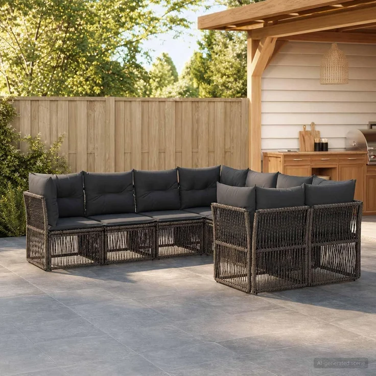 vidaXL Gartensofa-set 8 stk. 8-Sitzer Grau Poly-Rattan 3434447 – Bild 2