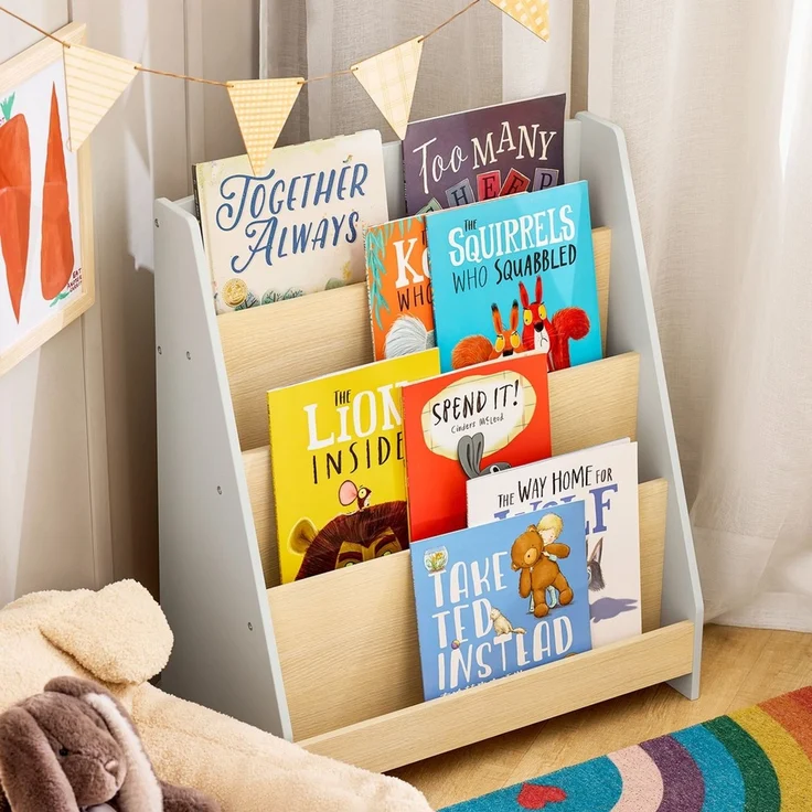 SoBuy KMB106-HG Kinderregal, MDF, Lackiert, Helle Eiche, 61 x 71 x 30 cm – Bild 9