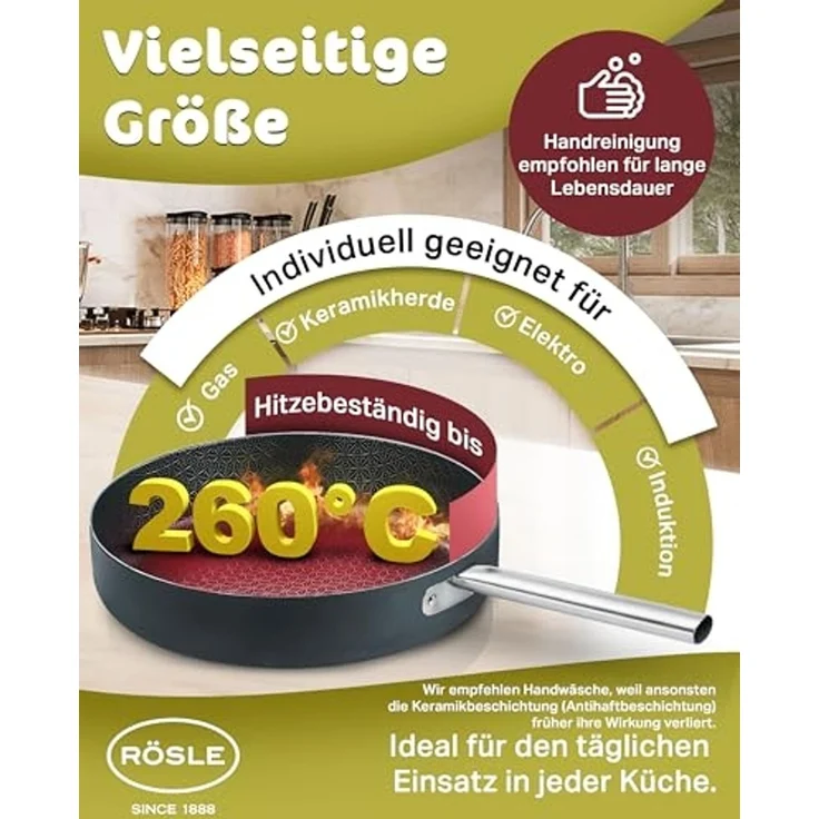 RÖSLE Bratpfanne EBONIC Ø 28 cm ProNero Keramik-Wabenbeschichtung – Bild 6