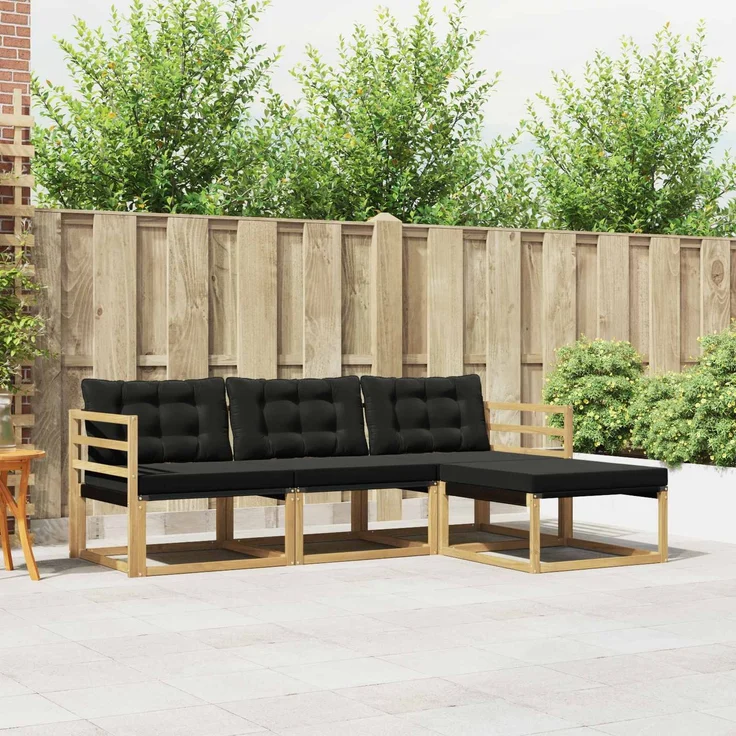 vidaXL Outdoor-Sofagarnitur 4 stk. 4-Sitzer Weiß und Schwarz 3388554 – Bild 1