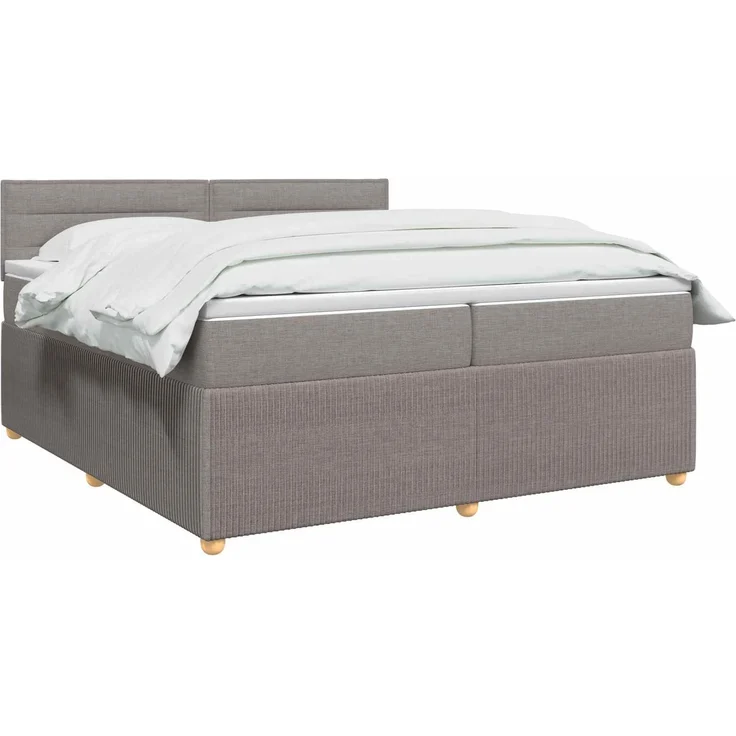 vidaXL Boxspringbett mit Matratze Taupe 200 x 200 cm Stoff 3451542 – Bild 3