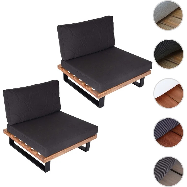 2er-Set Lounge-Sessel HWC-H54, Garten-Sessel, Spun Poly Akazie Holz FSC-zertifiziert Alu ~ hellbraun, Polster dunkelgrau – Bild 10