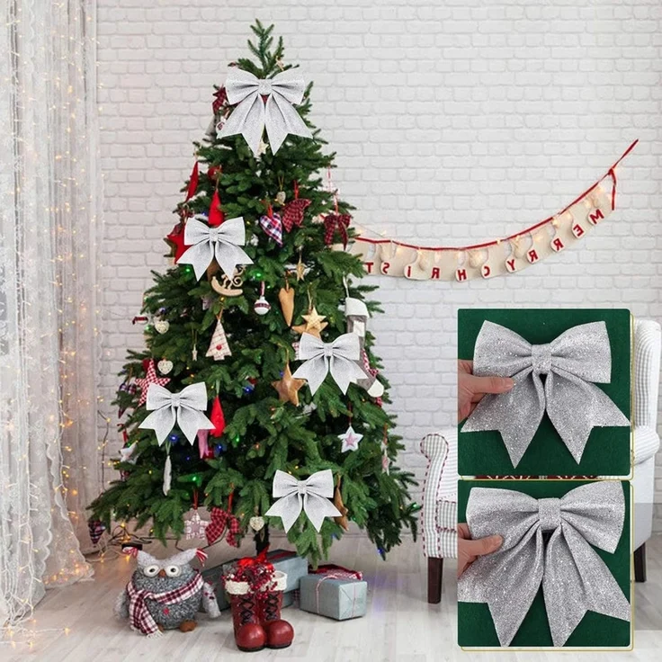 Bomiclss Weihnachtsbaumschleife Weihnachtsbaum Schleifen Set, Weihnachtsdekorations Schleifen (5-tlg), Weihnachtliche Schleifen-Dekorationsanhänger – Bild 4