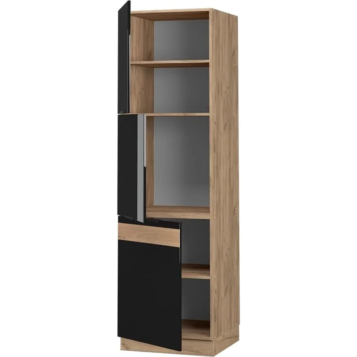 Herdumbauschrank Fame-Line Schwarz Eiche hochglanz 60 cm Vicco – Bild 5
