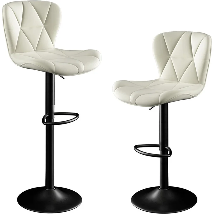 Hawthyhome Barhocker 2er Set Kunstleder Barstuhl Höhenverstellbar 360° Drehbar mit Rückenlehne Weiß – Bild 8