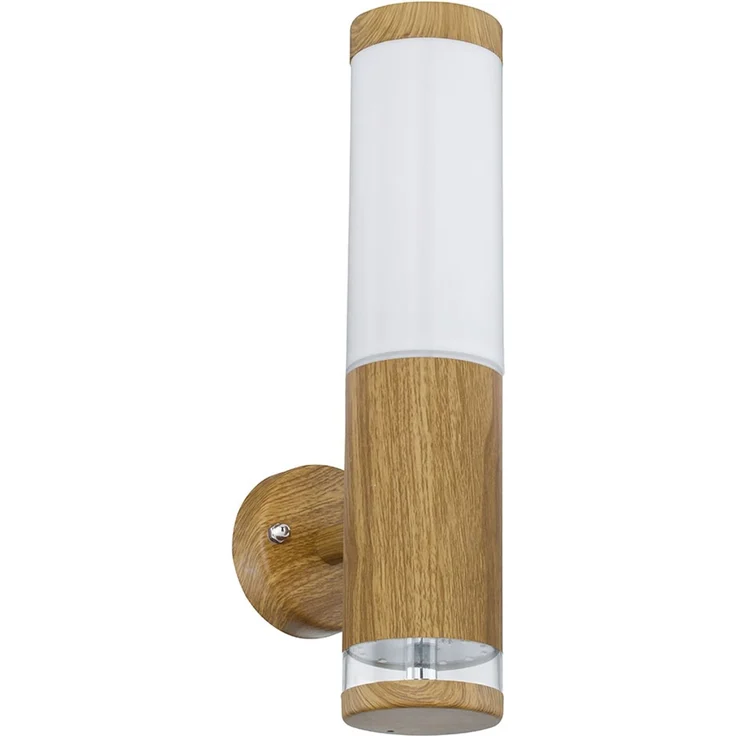LED Wandleuchte, Deko-Licht, Edelstahl, Holz-Optik, H 35 cm – Bild 1