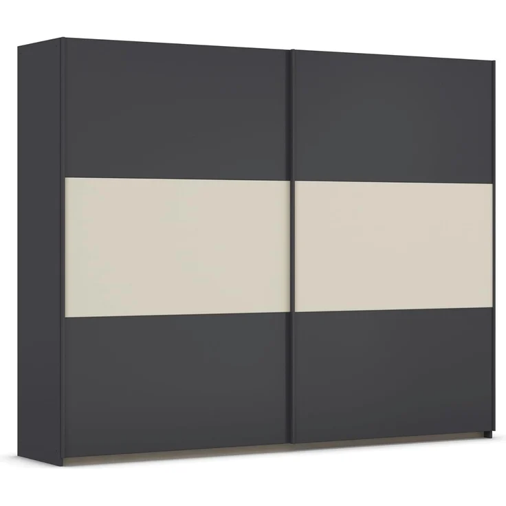 Rauch Möbel Neo, Schwebetürenschrank, Kleiderschrank, Kleiderschränke, Garderobe, Schrank mit Stauraum, 2-türig, Farbe Grau-metallic/Champagner, 261 x 210 x 59 cm – Bild 1