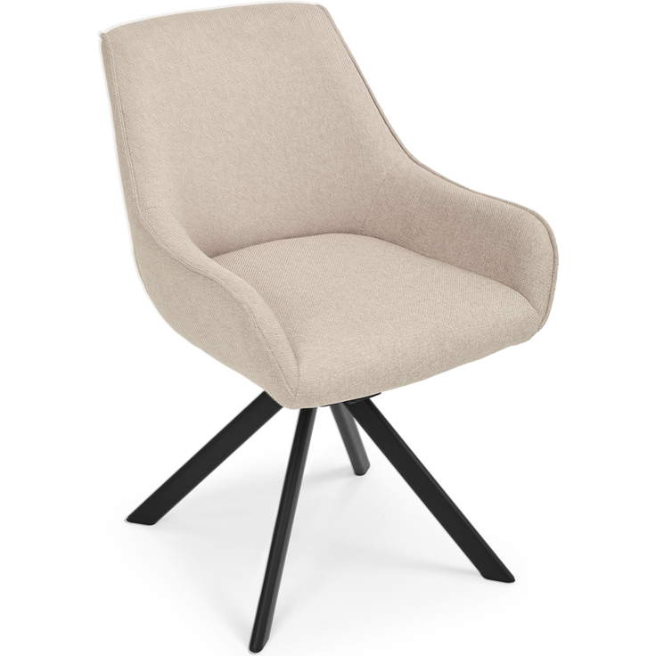 GOEURVANT 2178 Esszimmerstühle 4er-Set mit Armlehnen, 360° Drehbar, Wippfunktion, Webstoff - Beige – Bild 2