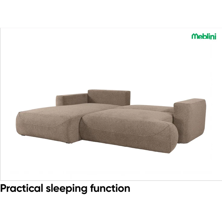 MEBLINI Schlafcouch mit Bettkasten – LUMIERE – 271x195x96cm – Links – Braun Samt - Ecksofa mit Schlaffunktion - Sofa mit Relaxfunktion und Kissen - Couch L-Form – Eckcouch – Bild 4