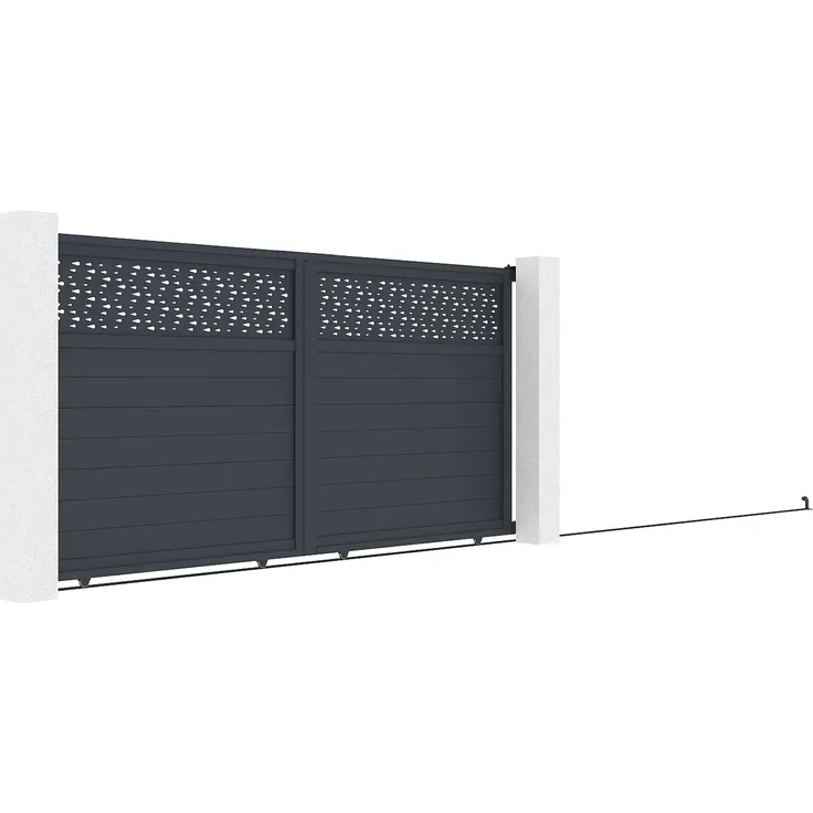 Vente-unique - BAZIO Eingangstor Metall Grau - B 4,6 cm x H 178 cm x L 348 cm – Bild 4