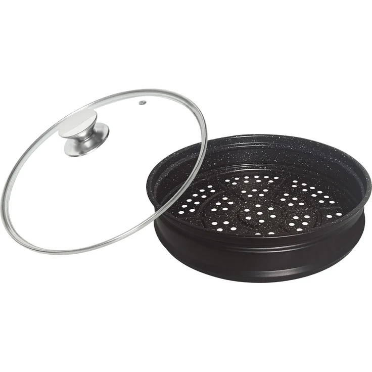 4 in 1 Tajine Topf mit Silikongriffe ø28 cm Garer Dampfgarer Schwarz Induktion – Bild 3
