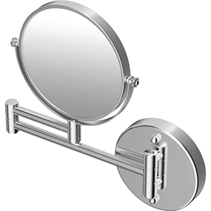 Ideal Standard IOM Kosmetikspiegel, Ø 200 mm mit 3-fach Vergrößerung, schwenkbar, Chrom, kompakt und stabil (238x25x293 mm) – Bild 2