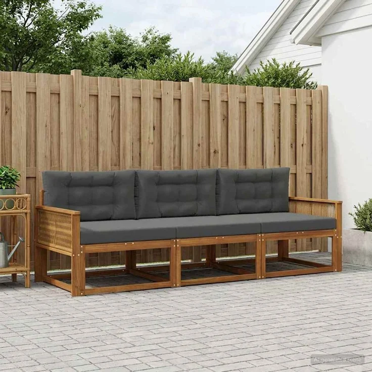 vidaXL Outdoor-Sofagarnitur 3 stk. 3-Sitzer Natur und Anthrazit 3382310 – Bild 1