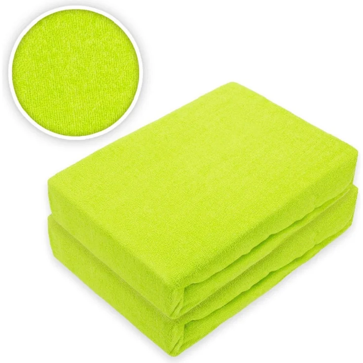 Doppelpack Marke Frottee Spannbettlaken Limette/Apfelgrün 90 x 200 cm – Bild 2