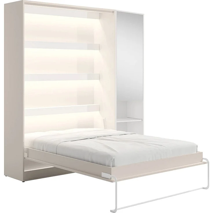 Vente-unique - RAPILI - Schrankbett - Metall - Beige, Weiß - 229 x 239.2 x 225.2 cm – Bild 5