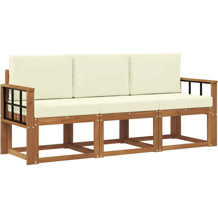 vidaXL Outdoor-Sofagarnitur 3 stk. 3-Sitzer Natur und Creme 3365948 – Bild 2