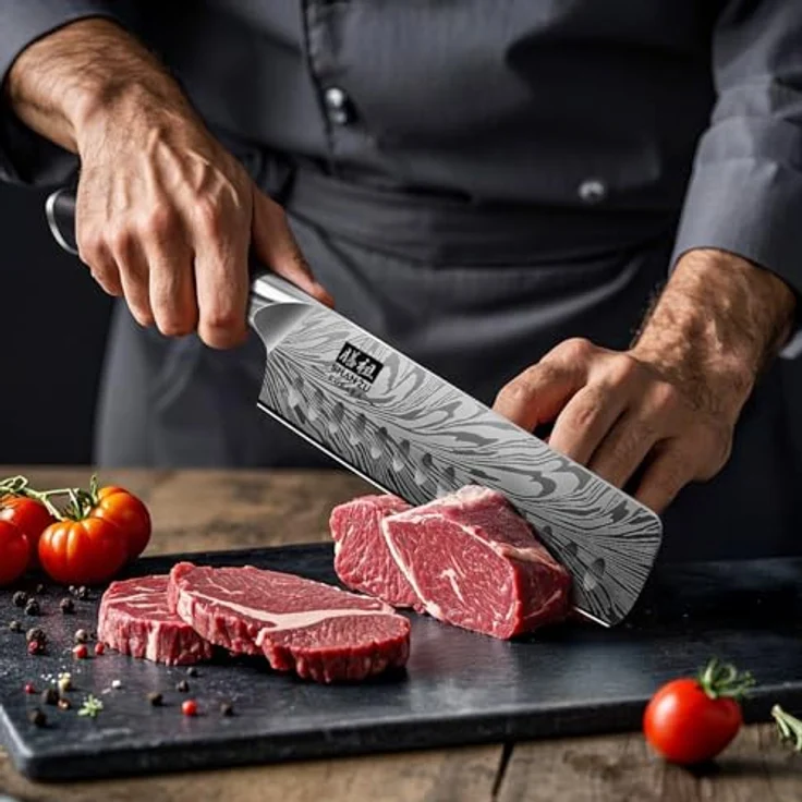 SHAN ZU Küchenmesser aus Pulverstahl, 18 cm Japanisches Nakiri-Messer, Kohlenstoffreicher 63 HRC-Gemüseschneider, Professionelles Kochmesser Mit 12°-Schärfe und Ergonomischem Pakkaholzgriff – Bild 8
