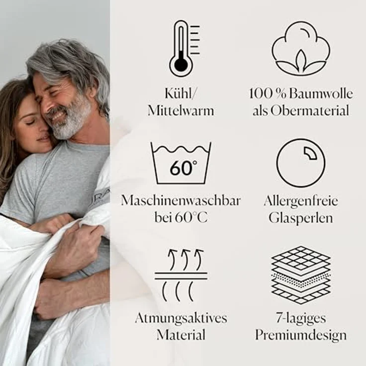 CURA Pearl Classic Gewichtsdecke 150x210 7kg - Anti Stress Therapiedecke - Schwere Decke für tiefen Schlaf und bessere Erholung - Schwere Bettdecke aus 100% Baumwolle - Heavy Weighted Blanket – Bild 4