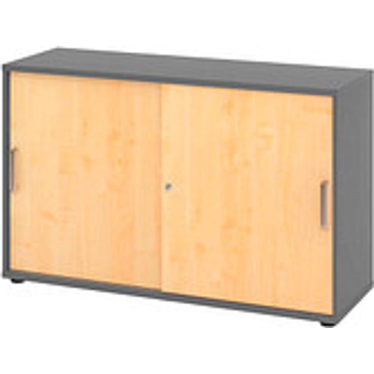 HAMMERBACHER Schiebetürenschrank 1752S, V1752S/G/3/SG, platzsparend, ahorn/grafit, 1 höhenverstellbarer Fachboden, 120 x 40 x 74,8 cm