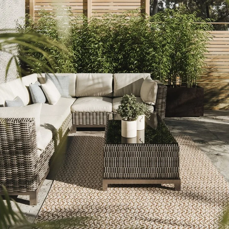 Interiyou Outdoorteppich Kano, Rechteckig, Höhe: 5 mm, Teppich für draußen, Garten, Terrasse, Küchenteppich, Wetterfest