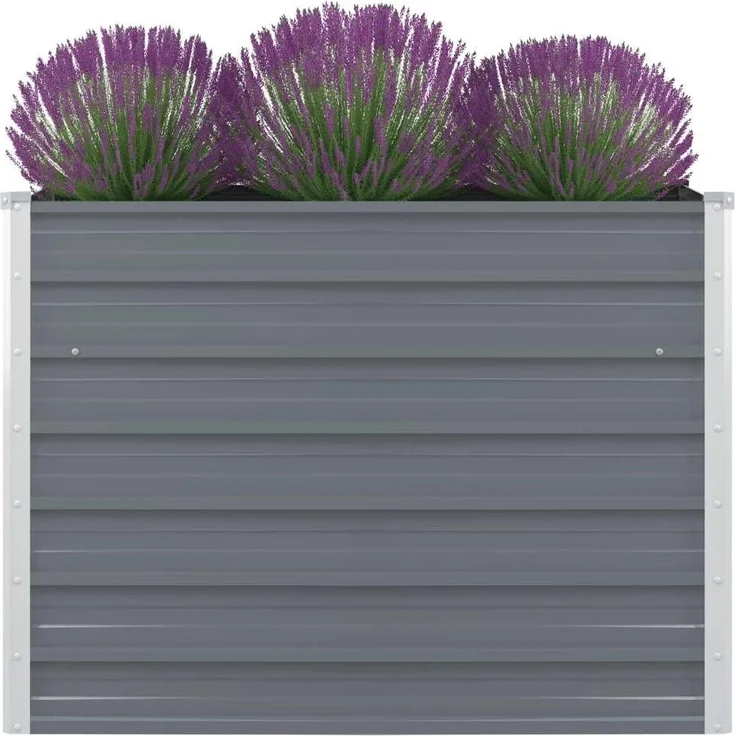 DELUKE® Hochbeet für Garten EMIL Quadrat Grau 100x100x77cm Verzinkter Stahl Hochbeet Metall Gartenbeet Kräuterbeet Blumenbeet Beet hoch Frühbeet für Garten Gemüsebeet – Bild 3