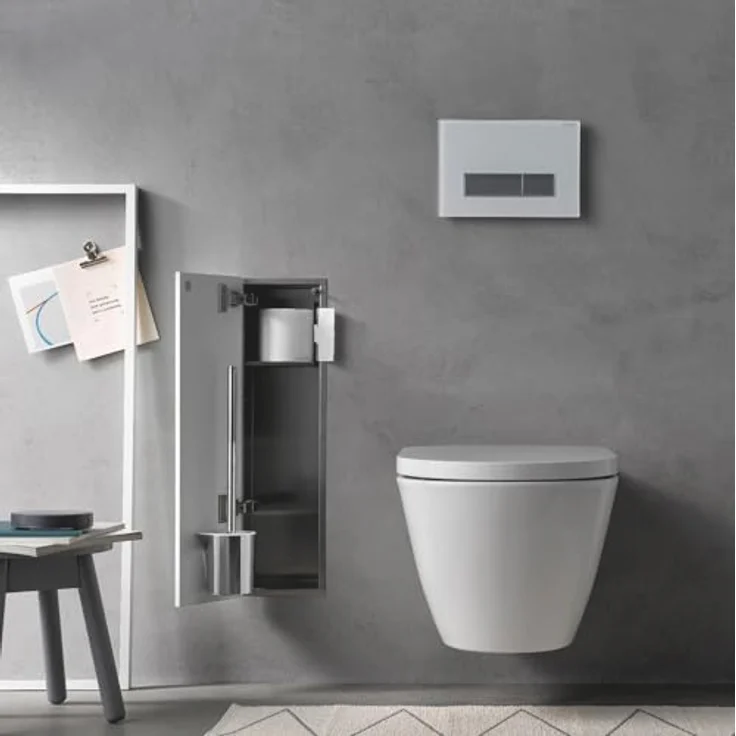 EMCO ASIS PURE Unterputz-Schrankmodul für die Klobürstengarnitur, Badezimmerschrank mit Toilettenpapierhalter und Fach, Hochschrank mit Push to Open-Funktion, Anschlag rechts – Bild 2