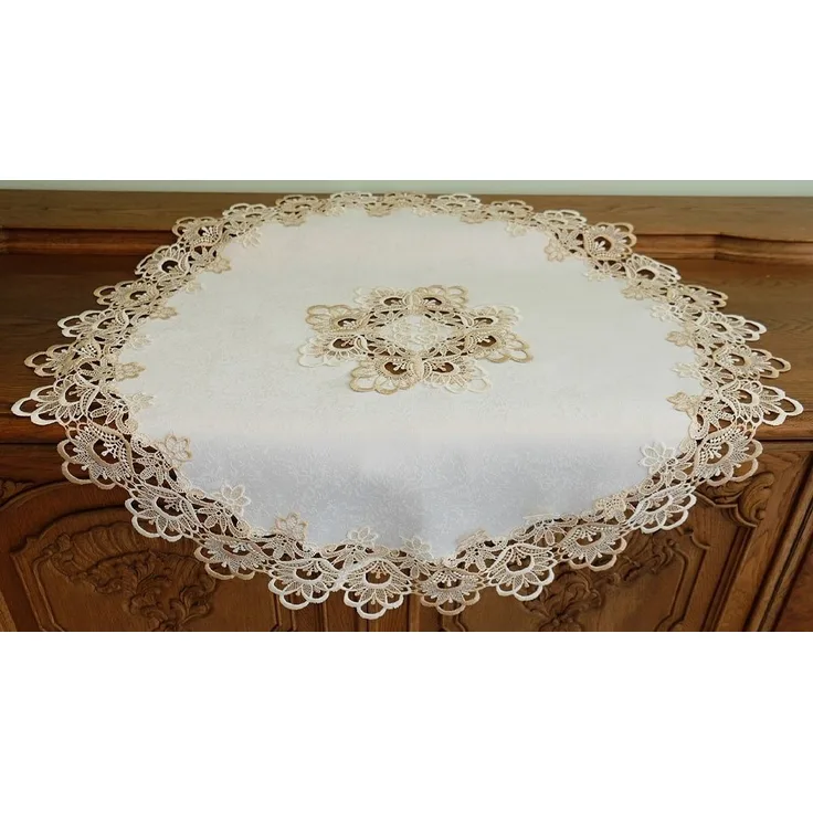 matches21 HOME & HOBBY Tischdecke Tischdecke MIRA filigrane Spitze Jaquard Polyester rund Ø 85 cm (1-tlg), Pflegeleicht & waschbar bei 30 °C