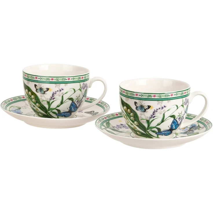 DUO 2er-Set Tassen FLOWER DREAM, 270 ml mit Untertassen, New Bone China Porzellan – Bild 2