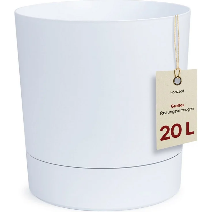 KONZEPT Blumentopf mit Untersetzer, großer Übertopf aus Kunststoff für Zimmerpflanzen (32,5 cm (20 Liter), modern und wetterfest, für Innen und Außen – Bild 5
