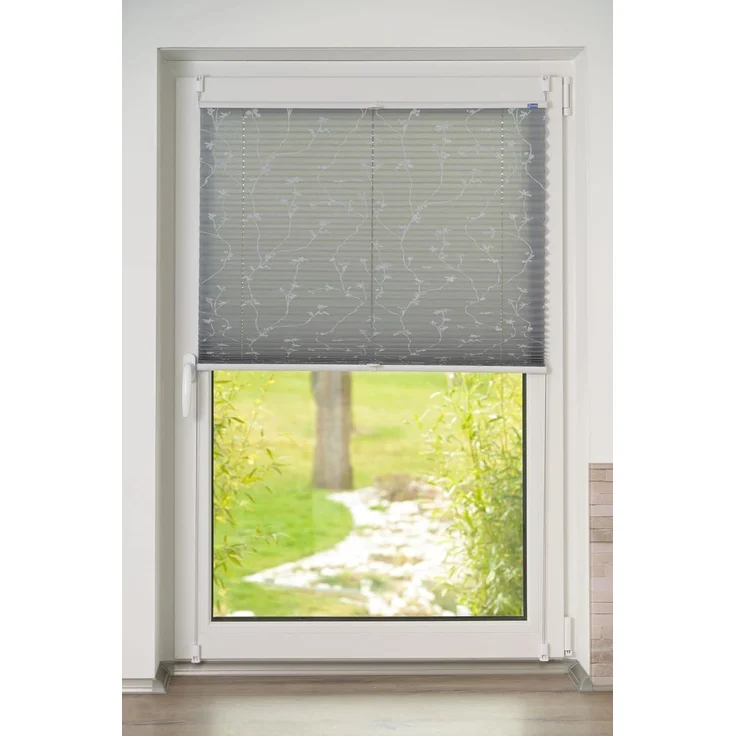 K-home Klemmfix-Plissee, Elba Bedruckt Grau, 80x210 cm (B x L) Modern – Bild 5