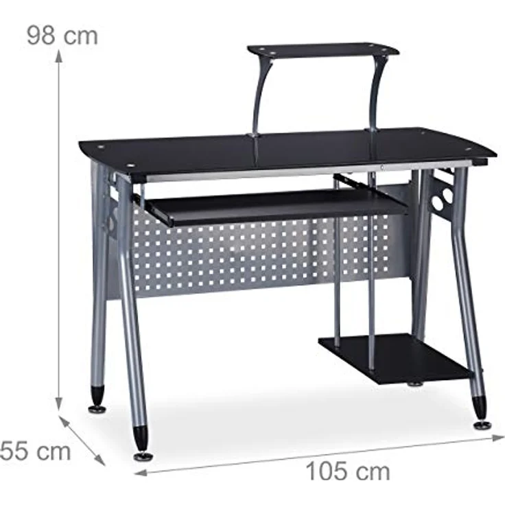 Moderner Computertisch mit Glasplatte – Bild 4