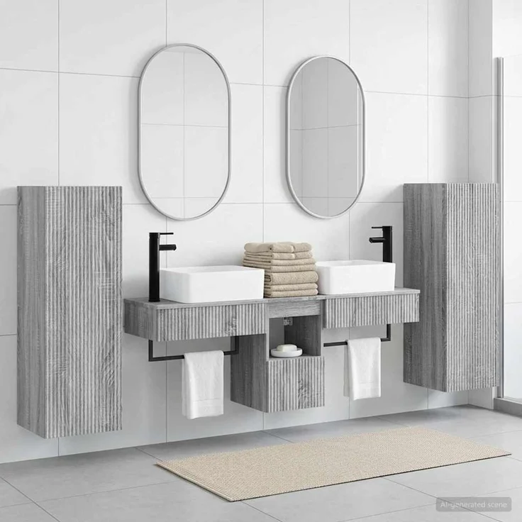 vidaXL Badezimmerschrank-Set 5 stk. Grau Sonoma 136 x 35 x 80 cm 3405979 – Bild 1