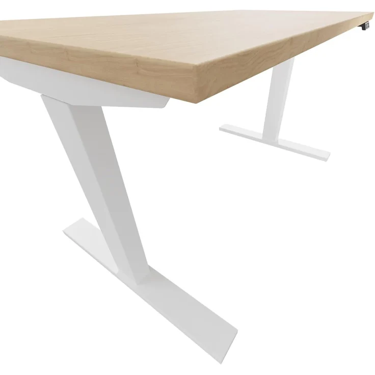 Höhenverstellbarer Schreibtisch E-WonderTech, EWT1608014, Platte 014 ahorn, Gestell 396 weiß, H 630-1280 x B 1600 x T 800 – Bild 4