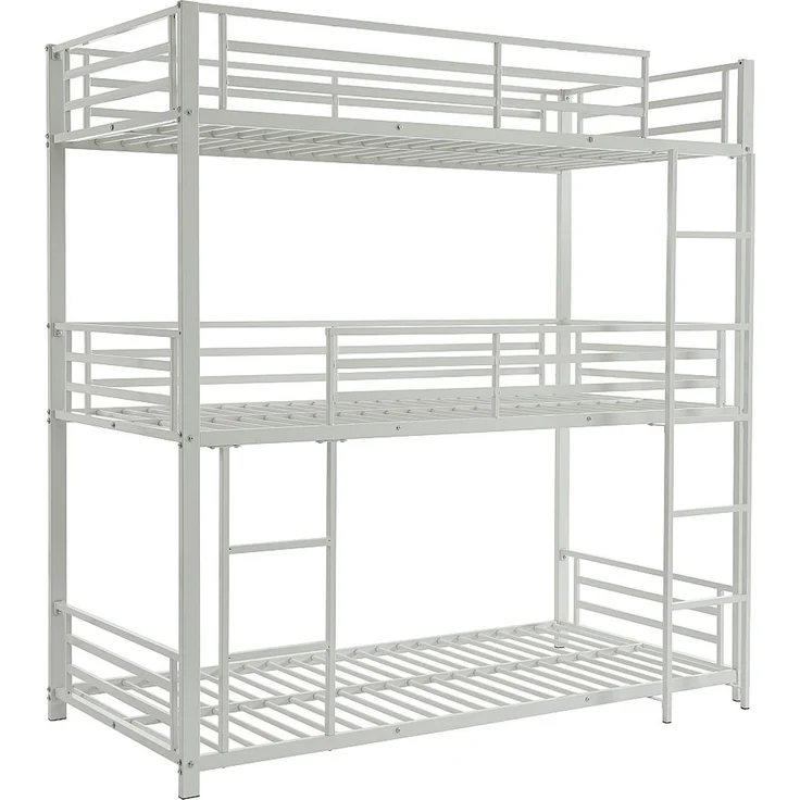 Vente-unique - Etagenbett - 3 Personen - 3 x 90 x 190 cm - Metall - Weiß - ELOUAN III – Bild 3