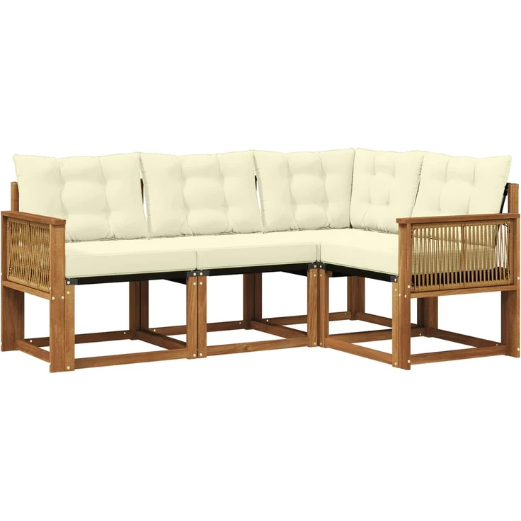 vidaXL Outdoor-Sofagarnitur 4 stk. 4-Sitzer Natur und Creme 3381922 – Bild 2