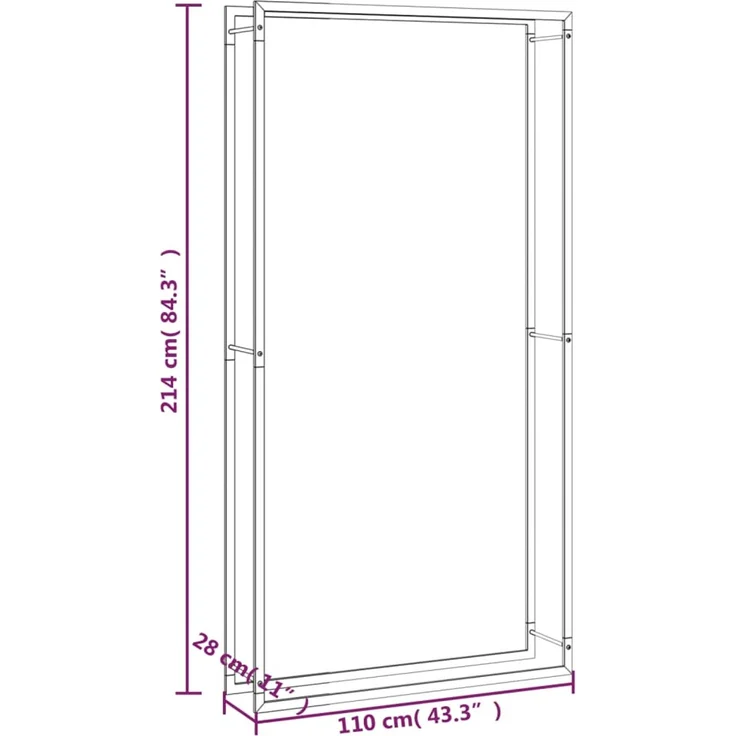 vidaXL Brennholzregal Mattschwarz 110x28x214 cm Stahl 350311 – Bild 5