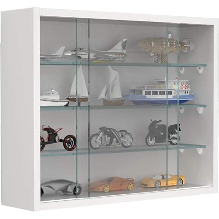 MID.YOU Hängevitrine Drivalo, Weiß, Glas, 3 Fächer, Schiebetüren, 50x40x12 cm, hängend – Bild 1