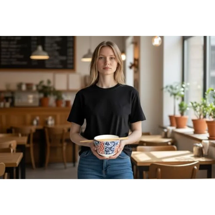 WestCraft Snackschale Soba-Bowls ASIATICA, Porzellan-Schale, Reis mit Stäbchenhalter Ø 13 cm, Porzellan, (3-tlg), Inkl. Essstäbchen - ideal für Soba, Ramen, Udon oder Reisgerichte. – Bild 5