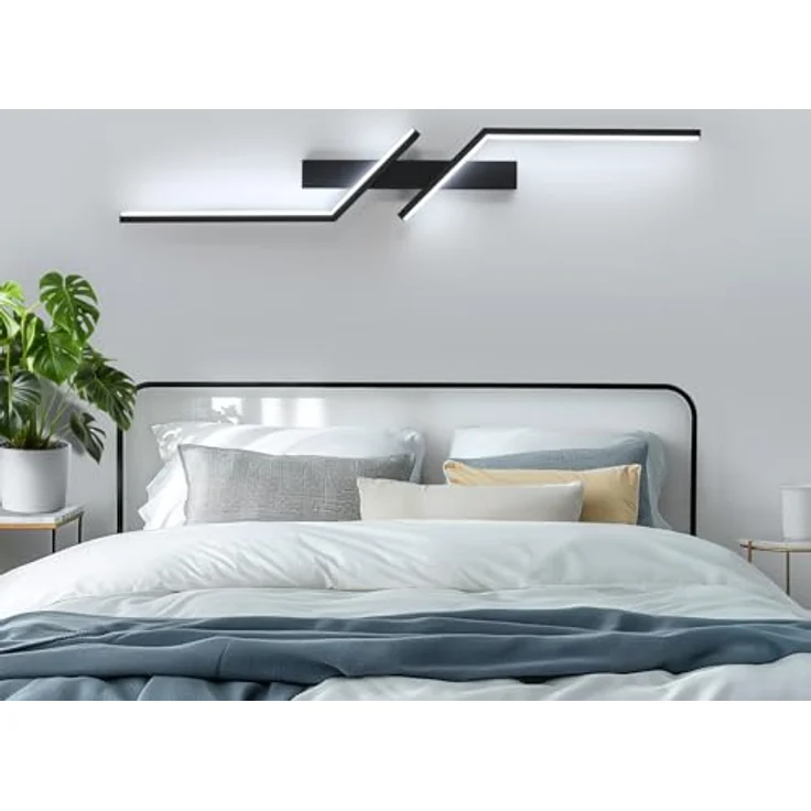 Goeco LED Wandleuchte Innen, 81 CM 24W LED Wandlampe Lang 2 Fimmige 6500K Kaltweißes Licht, Modern Led Wandlampe Schwarz für Flur Treppenhaus Wohnzimmer Schlafzimmer – Bild 5
