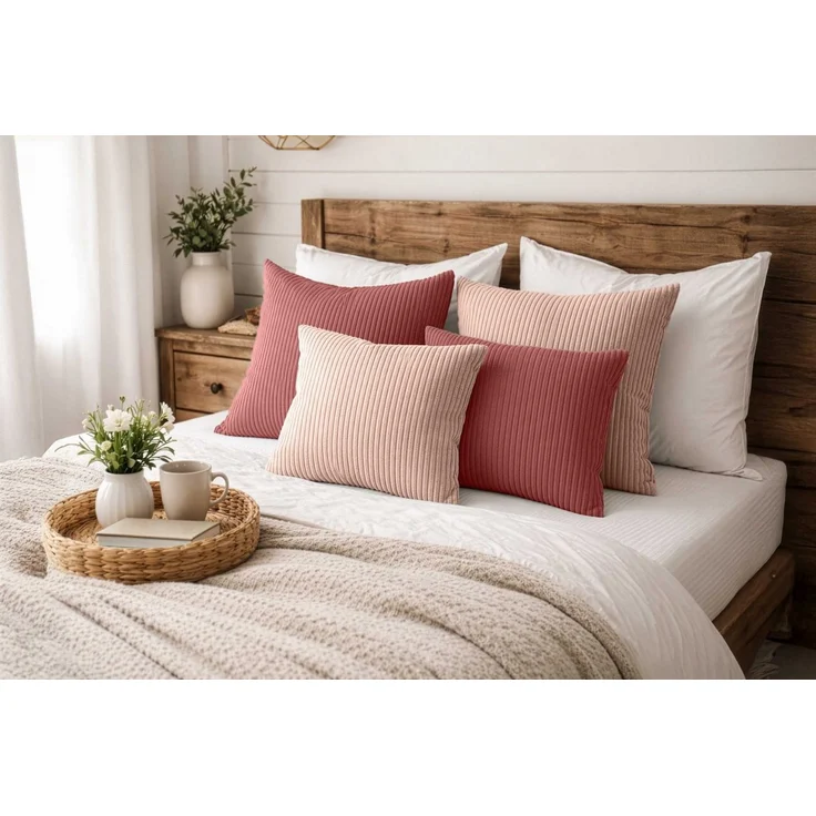 Amilian Dekokissen Sofakissen 4er Set mit Füllung - 2x 45x45 + 2x 35x45 cm, Hotelverschluss, waschbar, formstabil – Bild 1