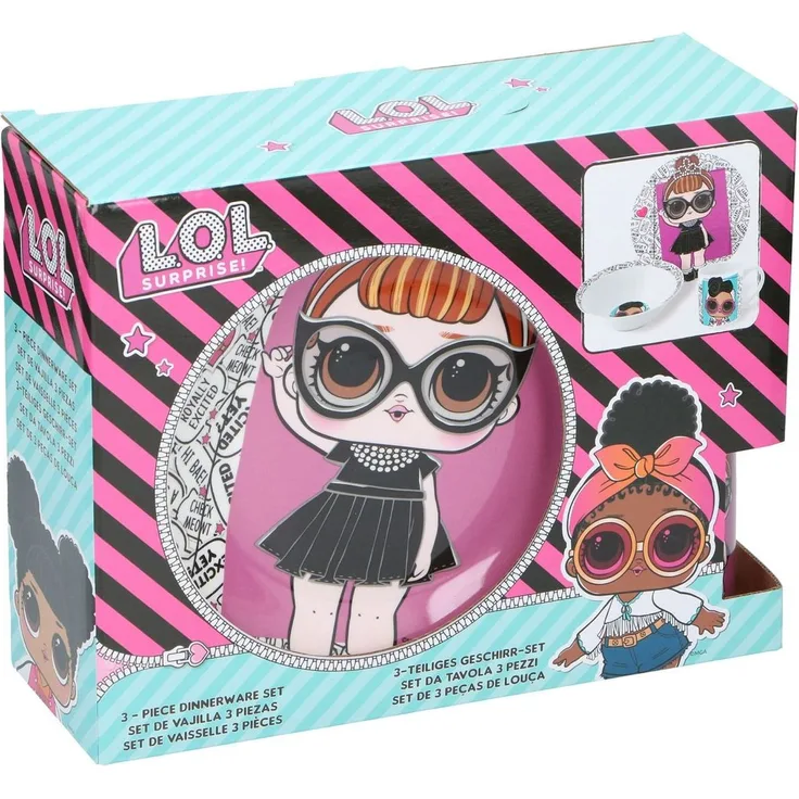 L.O.L. Surprise! LOL Geschirrset aus Porzellan Geschenkset 3tlg. Frühstücksset