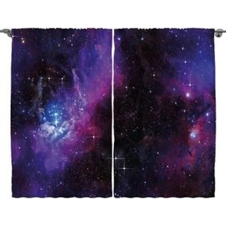 Abakuhaus Gardine Schlafzimmer Kräuselband Vorhang mit Schlaufen und Haken, Weltraum Nebula Dunkle Galaxie Sterne – Bild 4