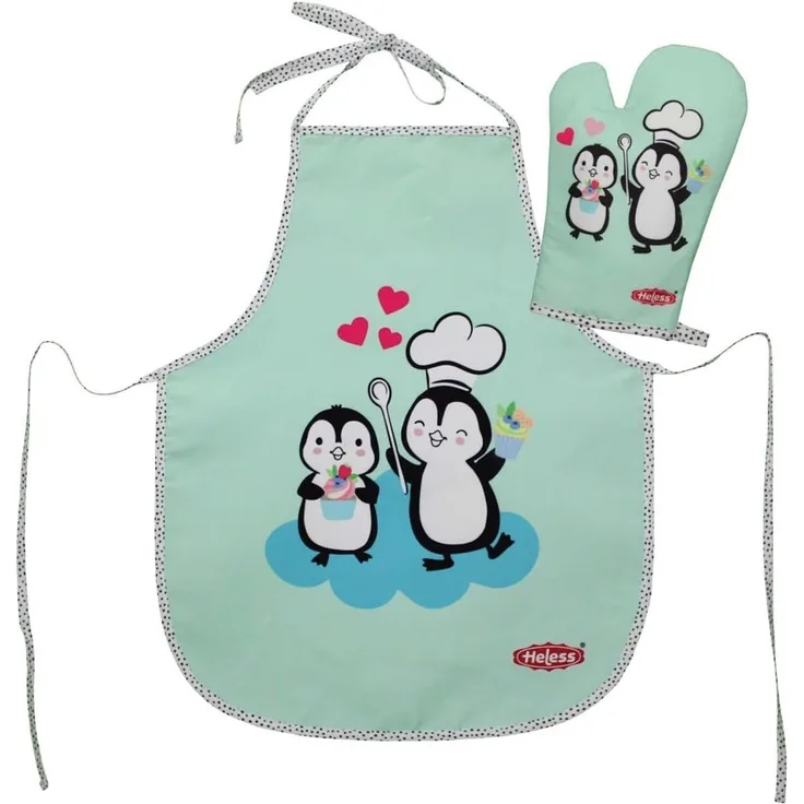 Heless - Kinderschürze mit Topfhandschuh Pinguin