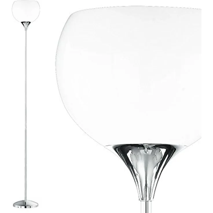 Reality|Trio Deckenfluter Stehlampe in chrom, Acrylschirm weiß
