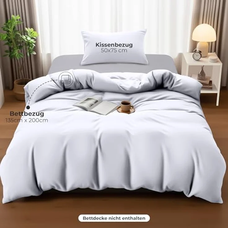 Utopia Bedding Bettwäsche 135x200 Set - Mikrofaser Bettbezug 135x200 cm + 1 Kissenbezug 50x75 cm - Weiß – Bild 4
