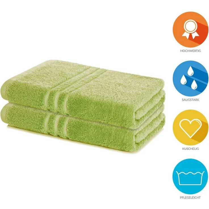 Lavea 2er Set Duschtuch 70x140 cm, Frottierserie Elena, Lindgrün – Bild 2