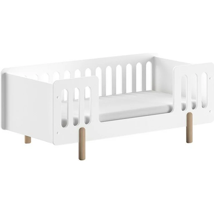 Vipack Kinderbett Smile, Juniorbett 70/140 cm, inkl. Rolllattenrost, MDF weiß lackiert (B/H/T ca. 150x60,2x74cm, niedriger Betteinstieg, stabil gebaut), 0 – Bild 4